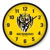 AFL Wall Clock - Richmond Tigers - Plastic - 30cm Diameter - Team Logo