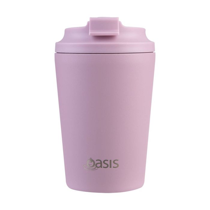 Oasis Ceramic Stainless Steel Coffee Cup Double Wall Insulated Blush 360ml