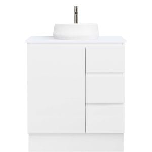 CIBO 750mm White Nordic Full Height Bathroom Vanity With White Matte Pod Basin - White