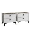 Oikiture Set Of 2 Smart Bedside Tables White