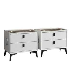 Oikiture Set Of 2 Smart Bedside Tables White