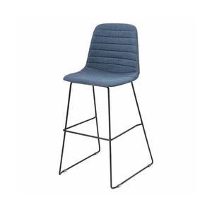 Olg Sofia Bar Stool Black Sled Base Navy Vinyl Upholstered Seat