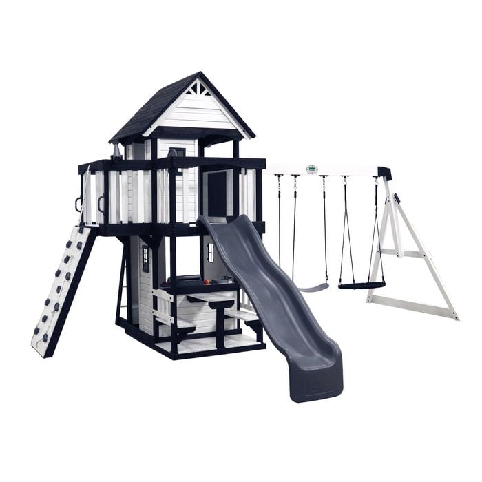 Backyard Discovery Canyon Creek White Cedar Wood Play Centre Swing Set