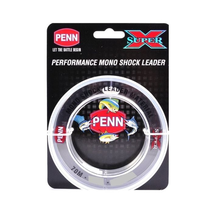70m Spool of 100lb Penn Super X Mono Shock Leader - Clear Monofilament Fishing Leader