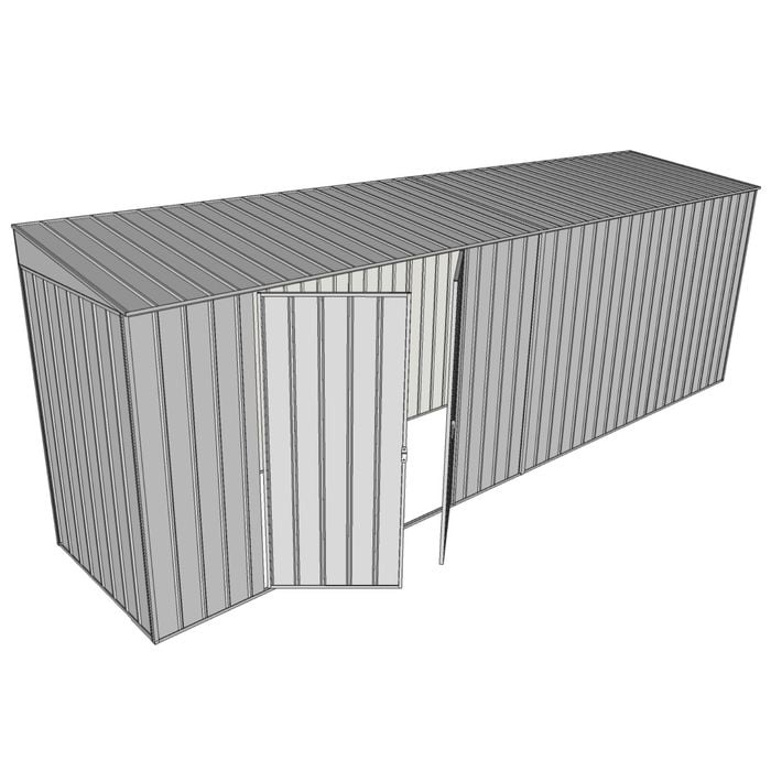 Build-A-Shed 1.2 x 6.0 x 2.0m Skillion Double Hinged Side Doors Shed - Zinc