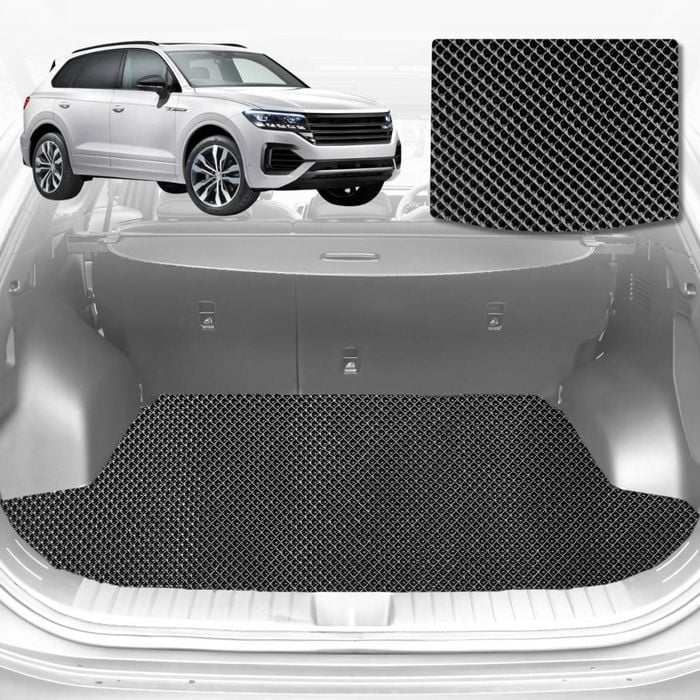6D Diamond Car Boot Mat for VolksWagen Touareg 7P, CR2018-Current-Cargo Mat-Black-Outback GT