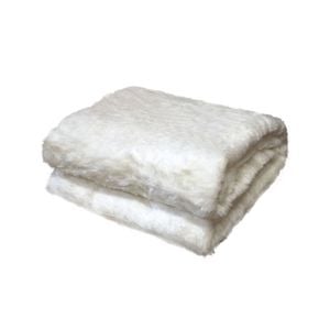 Light Weight Faux Wool Ivory Faux Fur Throw Rug 127 X 152 Cm