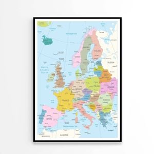 Europa Highly Detailed Map  Print 100% Australian Made 90x120cm  (Poster)