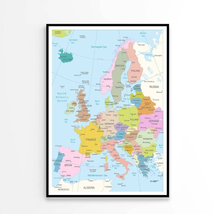 Europa Highly Detailed Map  Print 100% Australian Made 90x120cm  (Poster)