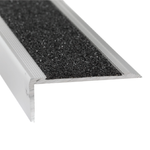 Duratac 1200mm Stair Nosing Clear Aluminium with Black Carborundum Insert And Countersunk Holes