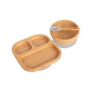 Tiny Dining Children's Bamboo Suction Dinner Set - Grey