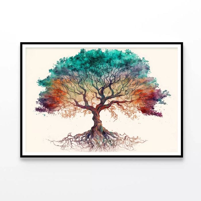 Red And Green Tree With White  Print 100% Australian Made 120x90cm  (poster)