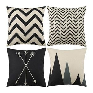 Catzon 4 Pcs Modern Throw Pillow Covers Geometric Flower Pattern for Couch