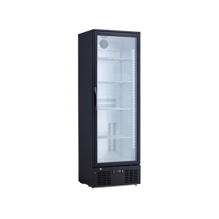 Lce Lc-310e Single Glass Door Black Upright Drink Fridge 290l