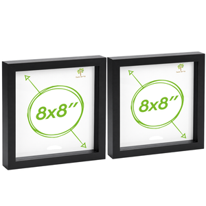 Nicola Spring Box Picture Glass Photo Frame, Standing & Hanging - For 8x8" (20x20cm) Photos  - Pack Of 2