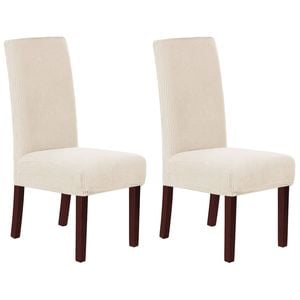 Smarcute Jacquard Stretch Removable Dining Chair Cover Set Of 2 Natural