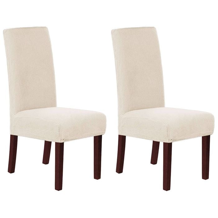 Smarcute Jacquard Stretch Removable Dining Chair Cover Set Of 2 Natural