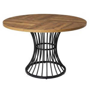 Levede Dining Table 120cm Round Dining Table 30mm Retro Brown
