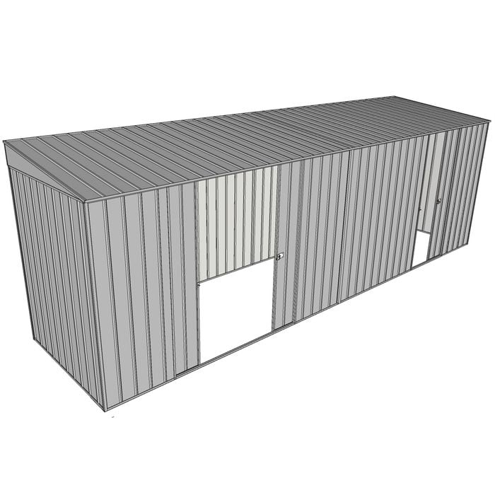Build-a-Shed 1.5 x 6 x 2m Skillion Double and Single Sliding Side Doors Shed - Zinc