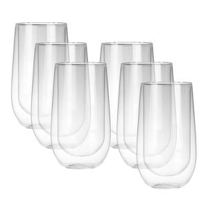 Sherwood Home Double Wall Coffee Glass Set of 6 x 400ml Cups
