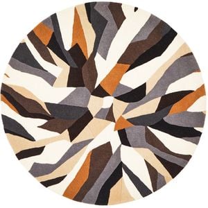 Grid 903 Tan 120x120cm - Small Round Hand Tufted Wool Indoor Rug