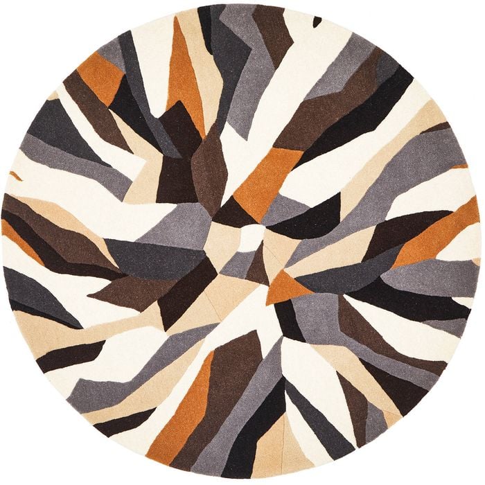 The Rug Connection Grid 903 Tan 120x120cm - Small Round Hand Tufted Wool Indoor Rug