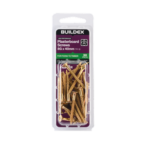 Buildex 8G x 40mm Gold Passivated Plasterboard Screws - 30 Pack