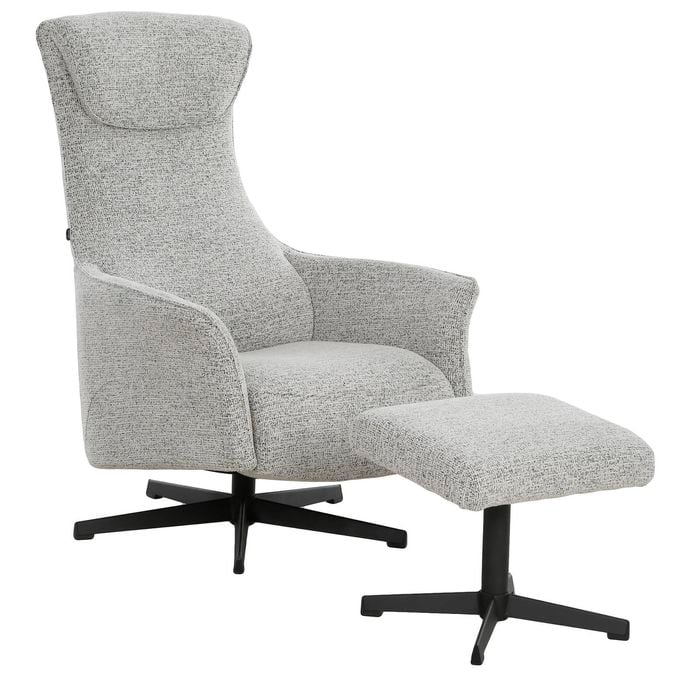 Miami Armchair with Footstool - Light Grey