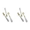 2x 3pc LVD S/Steel Spreaders Brass Botanical Handle 15.5x2.5cm - Silver/Gold