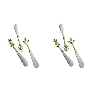 2x 3pc LVD S/Steel Spreaders Brass Botanical Handle 15.5x2.5cm - Silver/Gold