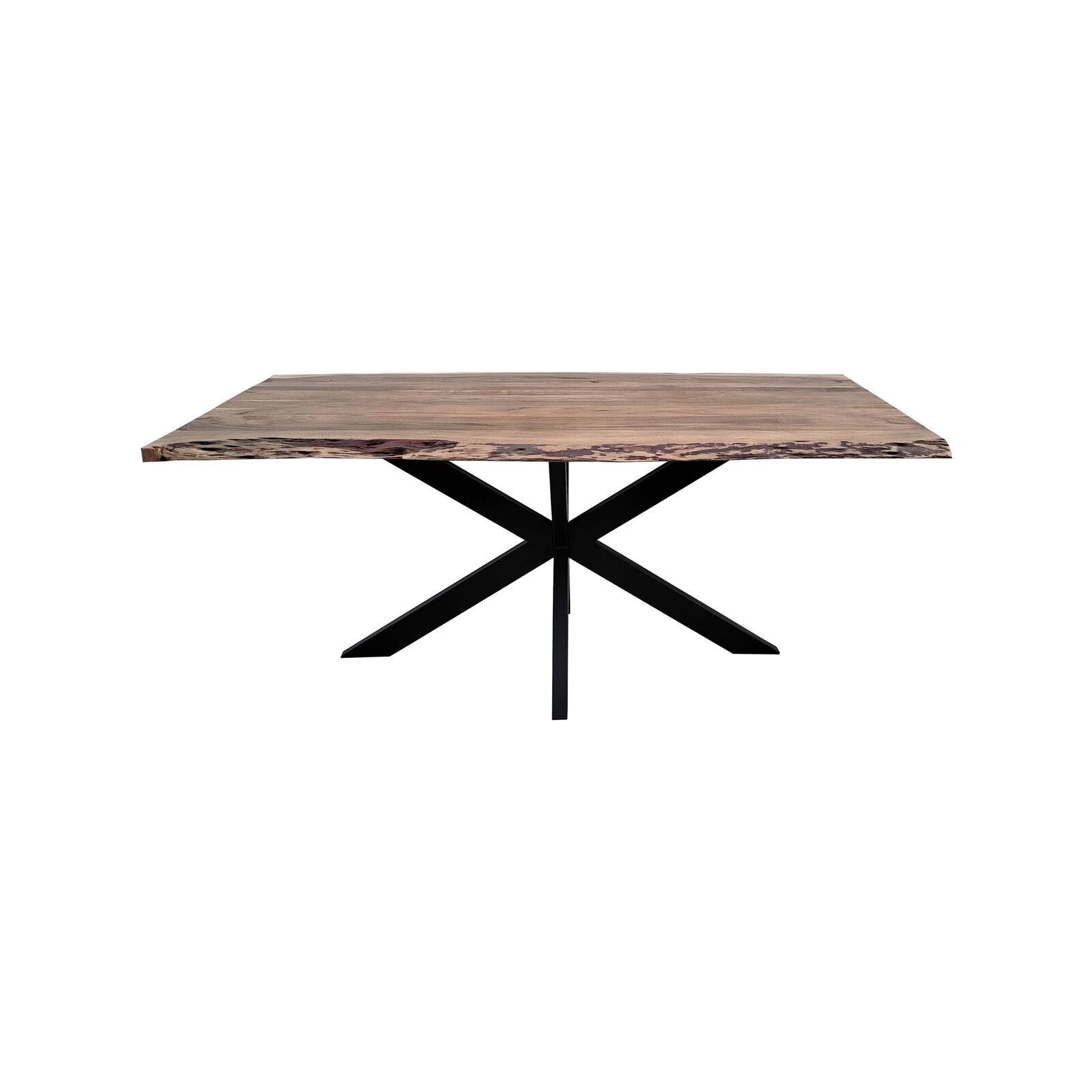 Lantana Dining Table 180cm Live Edge Solid Acacia Timber Wood Metal Leg -Natural