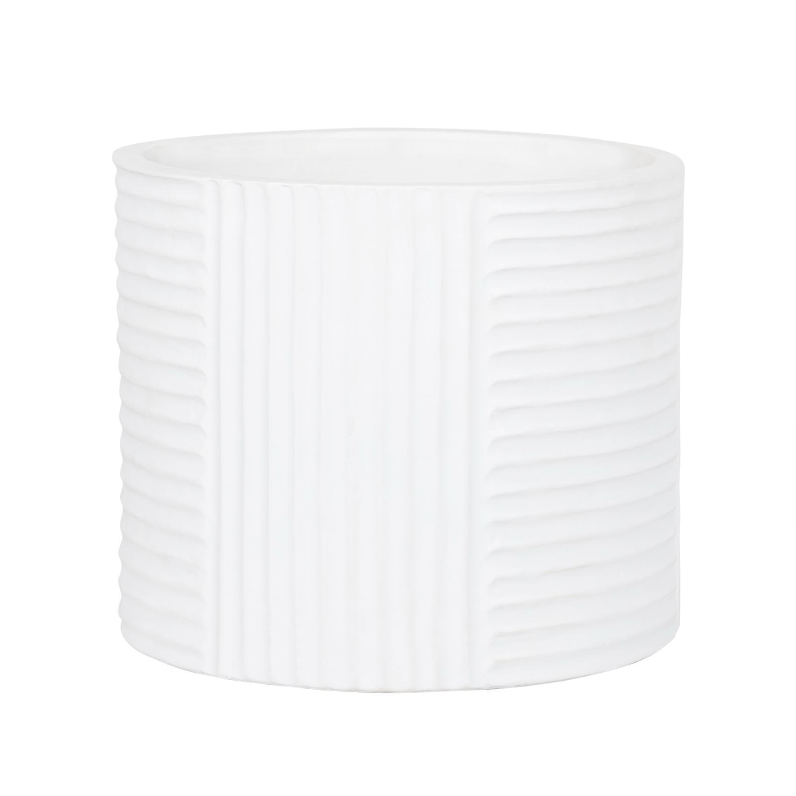 260 x 310mm Ribbed White Round Ceramic Pot