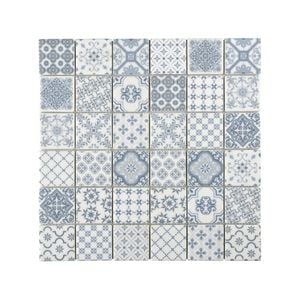 Decor8 297 x 297mm Blue Glass Victorian Print Mosaic Tile