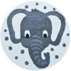 Handmade Elephant Wool Rug-6433-IVORY/GREY-100x100cm