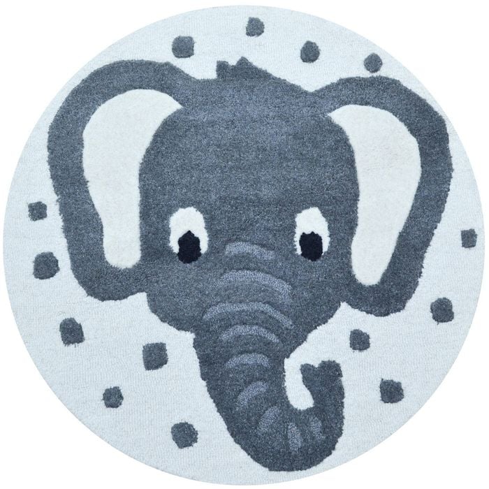 Handmade Elephant Wool Rug-6433-IVORY/GREY-100x100cm