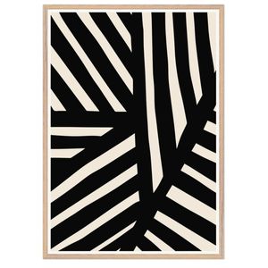 Galrie Striking Bold Black and White Abstract Art Print for Modern Decor, Wood Frame, A1 60 x 84cm (23 x 33inch)