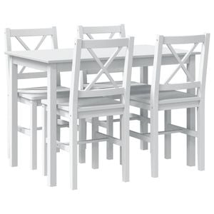 vidaXL 5 Piece Dining Set White Home Kitchen Furniture Lacquered Table Chairs