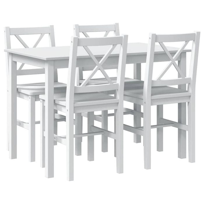 vidaXL 5 Piece Dining Set White Home Kitchen Furniture Lacquered Table Chairs