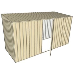 Build-a-Shed 1.5 x 3.7 x 2m Single Hinged Side Door Skillion Shed - Cream
