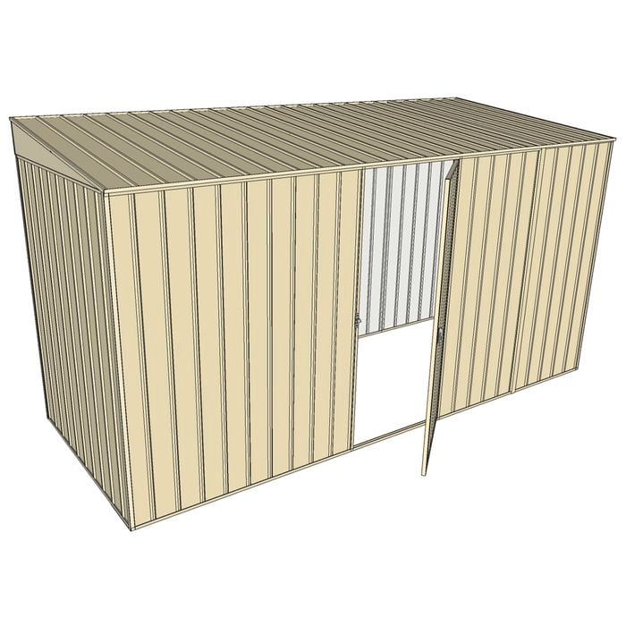Build-a-Shed 1.5 x 3.7 x 2m Single Hinged Side Door Skillion Shed - Cream