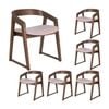 Mattia 6pc Set Dining Chair Mauve Pink Fabric Seat Walnut
