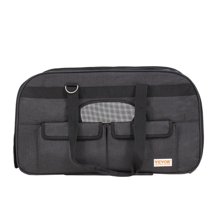 VEVOR 650x360x370mm Cat Carrier Black with Wheels Rolling Pet Handle