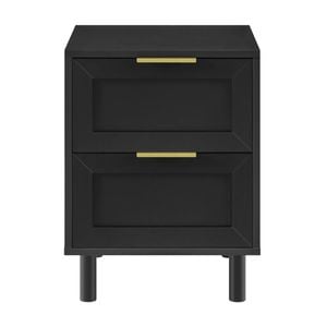 Design Square Sky Wooden Nightstand Bedside Table 2-Drawers Black