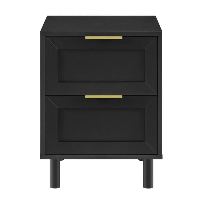 Design Square Sky Wooden Nightstand Bedside Table 2-Drawers Black
