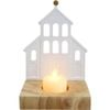 LVD Porcelain Tealight Candle Holder Display Church 14cm - White