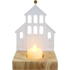 LVD Porcelain Tealight Candle Holder Display Church 14cm - White