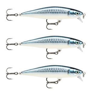 3x Rapala 8cm Flat Rap Floating Shallow Diving Fishing Lures - Baby Aspius