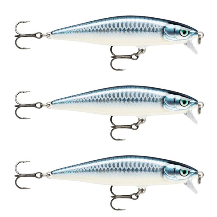 3x Rapala 8cm Flat Rap Floating Shallow Diving Fishing Lures - Baby Aspius