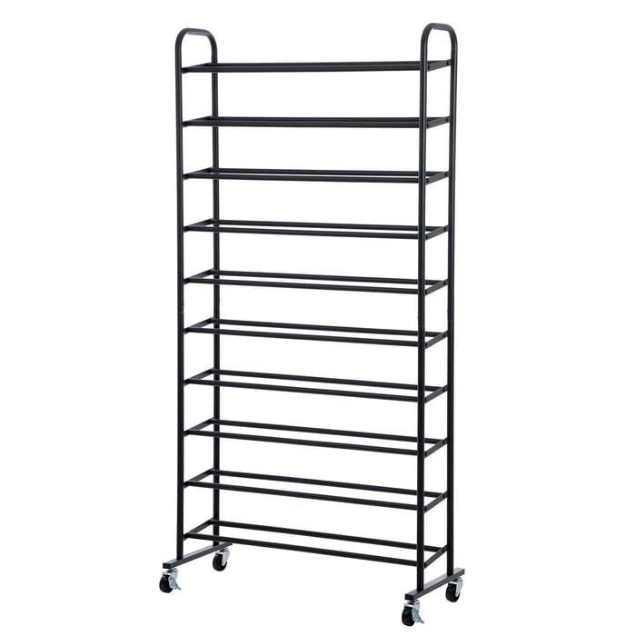 All Set 32 x 77 x 149cm 10 Tier Shoe Rack With Wheels