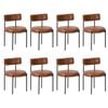 Oikiture 8x Dining Chair Round Kitchen Lounge Seats PU Leather Brown